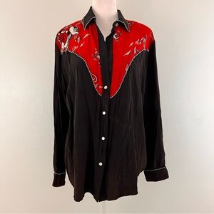 Vintage 90s Rampage western cowboy printed top